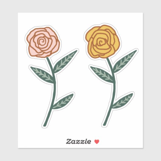 Roze en gouden Rozen Set van Sticker (Vel)