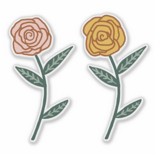 Roze en gouden Rozen Set van Sticker (Voorkant)