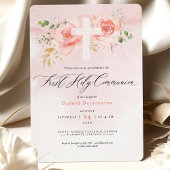 Roze en gouden Rozen voor de eerste uitnodiging to