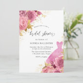 Roze en gouden Rozen Vrijgezellenfeest Kaart (Staand voorkant)