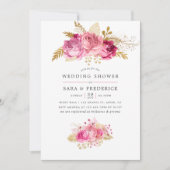 Roze en gouden Rozen Waterverf bruiloft Shower Kaart (Voorkant)