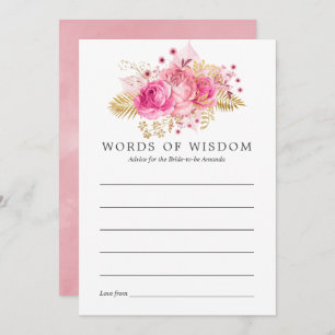 Roze en gouden Rozen Waterverf Vrijgezellenfeest A Kaart