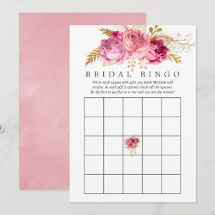 Roze en gouden Rozen Waterverf Vrijgezellenfeest B Kaart