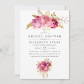 Roze en gouden Rozen Waterverf Vrijgezellenfeest Kaart (Voorkant)