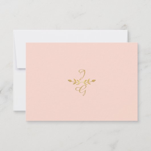 Roze en gouden RSVP Modern Laurel Leaf Wreath Crow (Achterkant)