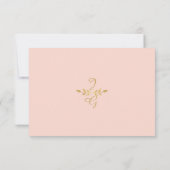 Roze en gouden RSVP Modern Laurel Leaf Wreath Crow Kaartje (Achterkant)