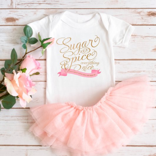 Roze en gouden schrift Sugar and Spice Baby Body Romper