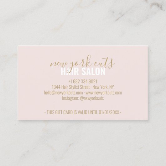 Roze en gouden script loyaliteit cadeaubon kapsalo kortingskaartje (Achterkant)