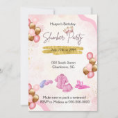 Roze en Gouden Slumber Party Uitnodiging (Voorkant)
