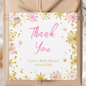Roze en Gouden Sneeuwvlokken Baby shower Bedankt Bedankjes Labels