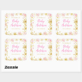 Roze en gouden sneeuwvlokken Baby shower Bookplate Vierkante Sticker (Vel)