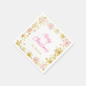 Roze en Gouden Sneeuwvlokken Kerstfeest Servet (Hoek)