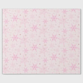 Roze en Gouden Sneeuwvlokken Kerstmis Verpakkend D Cadeaupapier (Vlak)