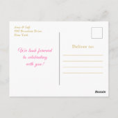 Roze en gouden sneeuwvlokken verjaardagsfeestje briefkaart (Achterkant)