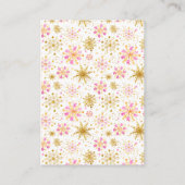 Roze en gouden sneeuwvlokken Winter Display Shower Informatiekaartje (Achterkant)