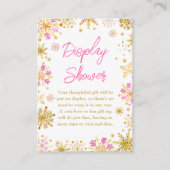 Roze en gouden sneeuwvlokken Winter Display Shower Informatiekaartje (Voorkant)