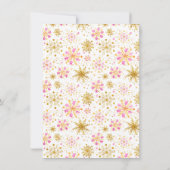 Roze en gouden sneeuwvlokken Winter Verjaardagsfee Bedankkaart (Achterkant)