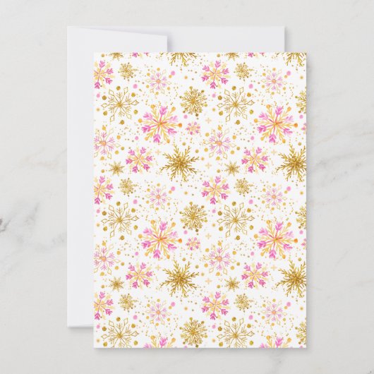 Roze en gouden sneeuwvlokken Winter Verjaardagsfee Bedankkaart (Achterkant)