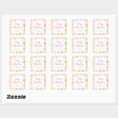 Roze en gouden snowflakes Merry Kerstmis Vierkante Sticker (Vel)