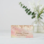 Roze en Gouden Sparkle Professional Visitekaartje (Staand voorkant)