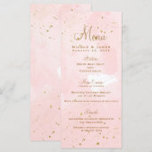 Roze en gouden spatprint moderne trouwmenu menu (Voorkant / Achterkant)