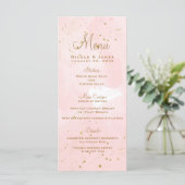 Roze en gouden spatprint moderne trouwmenu menu (Staand voorkant)