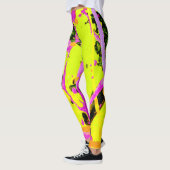 Roze en gouden Splatterverf Abstract Leggings (Links)