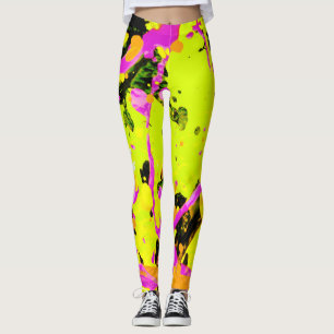 Roze en gouden Splatterverf Abstract Leggings