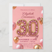 Roze en gouden sprankelende edelstenen 30e verjaar kaart (Voorkant)