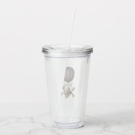 Roze en Gouden Steampunk Acryl Drinkbeker (Achterkant)