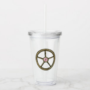 Roze en Gouden Steampunk Acryl Drinkbeker