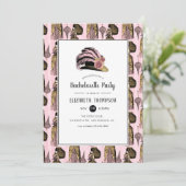 Roze en gouden Steampunk Bachelorette Party Kaart (Staand voorkant)