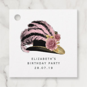 Roze en gouden Steampunk Bedankjes Labels