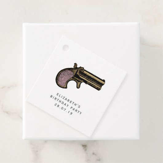 Roze en Gouden Steampunk Bedankjes Labels (In situ)