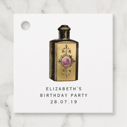 Roze en Gouden Steampunk Bedankjes Labels (Voorkant)