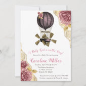 Roze en Gouden Steampunk Hete Luchtballon Douche Kaart (Voorkant)