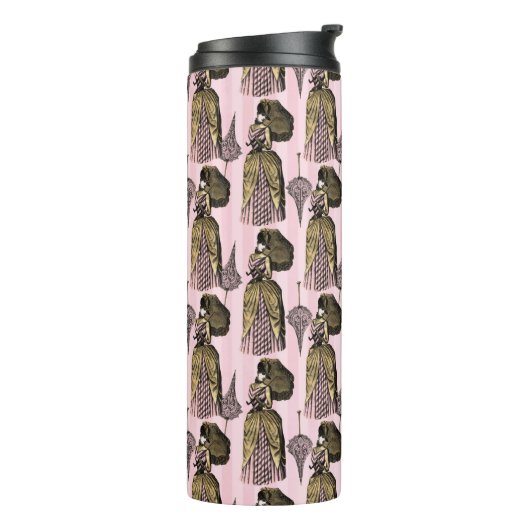 Roze en Gouden Steampunk Thermosbeker (Gedraaid links)