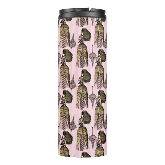 Roze en Gouden Steampunk Thermosbeker (Achterkant)