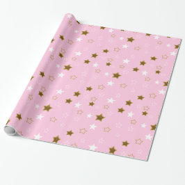 Roze en gouden sterren cadeauverpakking cadeaupapier