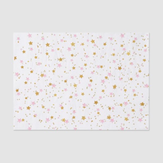 Roze en gouden sterren Confetti Tissue Paper Tissuepapier (Voorkant)