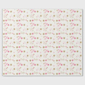 Roze en gouden sterren Eigen naam Birthday Cadeaupapier (Vlak)