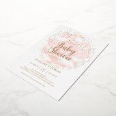 Roze en gouden sterren in het baby shower van de h folie uitnodiging (Gedraaid)