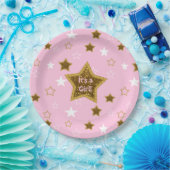 Roze en gouden sterren zijn een Bord van meisjespa (Feest)