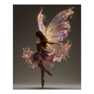 Roze en gouden sterrenlicht fee in vlucht perfect poster