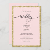 Roze en gouden Stippen bruiloft Kaart (Voorkant / Achterkant)