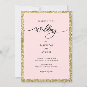 Roze en gouden Stippen bruiloft Kaart