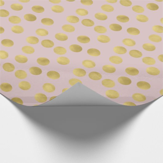 Roze en gouden Stippen Cadeaupapier (Hoek)