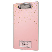 Roze en gouden Stippen Elegant Chic Glam op maat Klembord (Links)