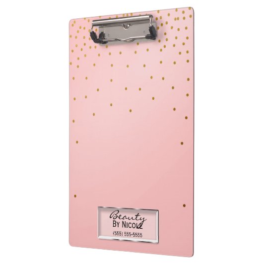 Roze en gouden Stippen Elegant Chic Glam op maat Klembord (Links)