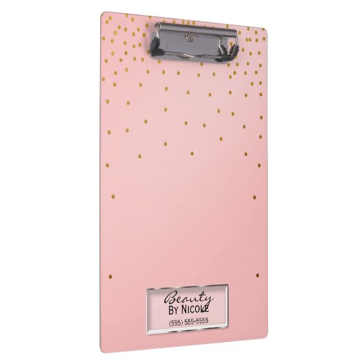Roze en gouden Stippen Elegant Chic Glam op maat Klembord (Rechts)